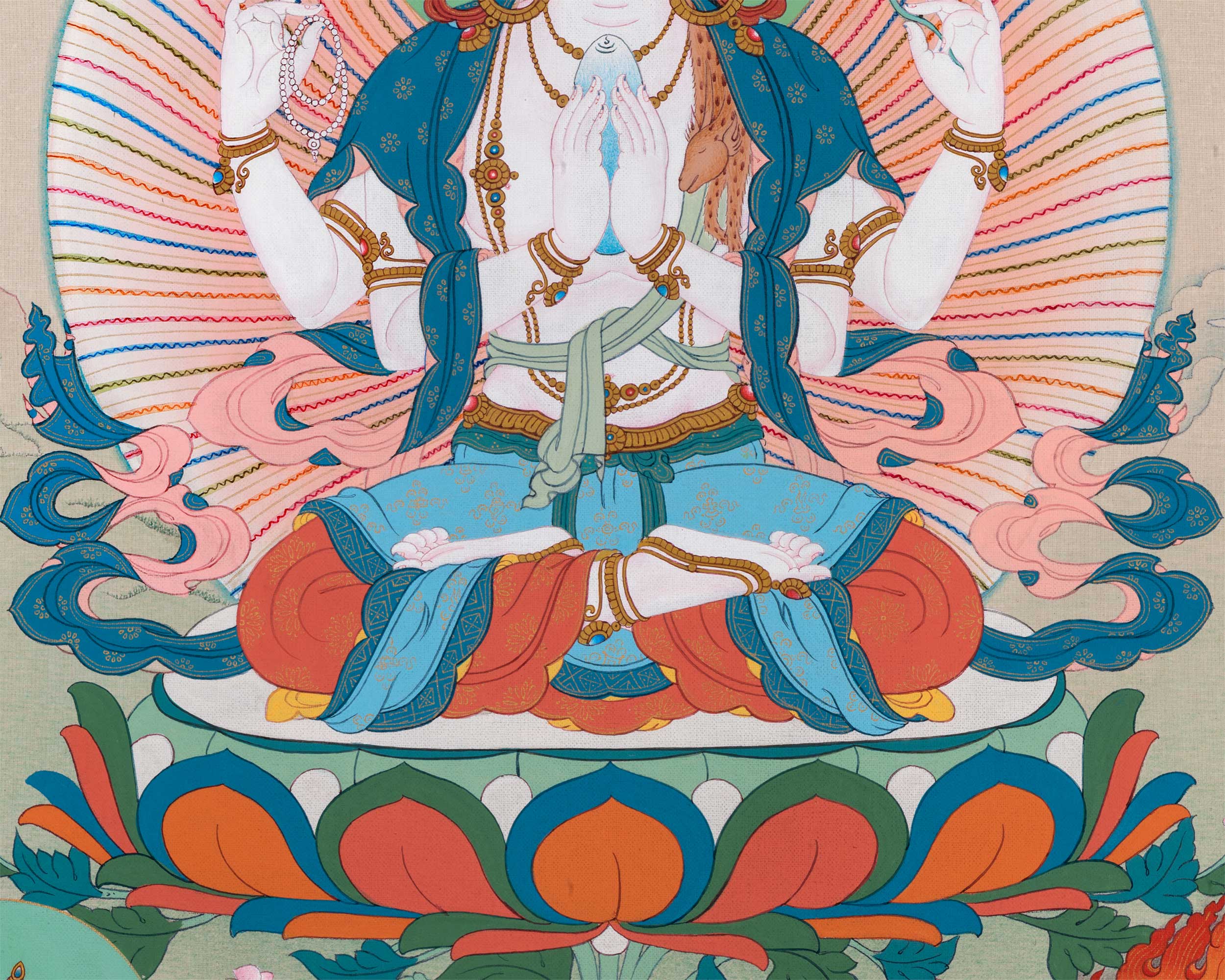 Chenresig with Vajrapani and Manjushri Thangka Print