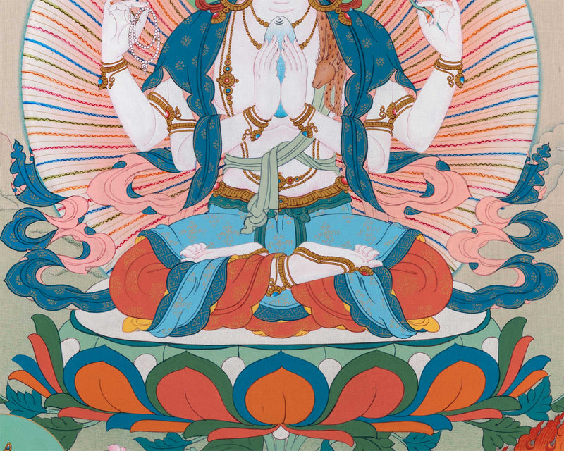 Chenresig with Vajrapani and Manjushri Thangka Print