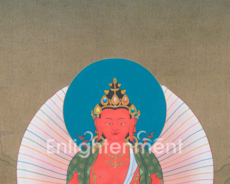 Amitayus Thangka with White Tara And Namgyalma | Buddha of Infinite Life
