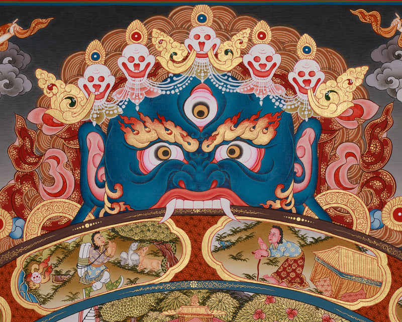 Buddhist Wheel of Life Thangka Print | Detailed Representation of Samsara and Enlightenment