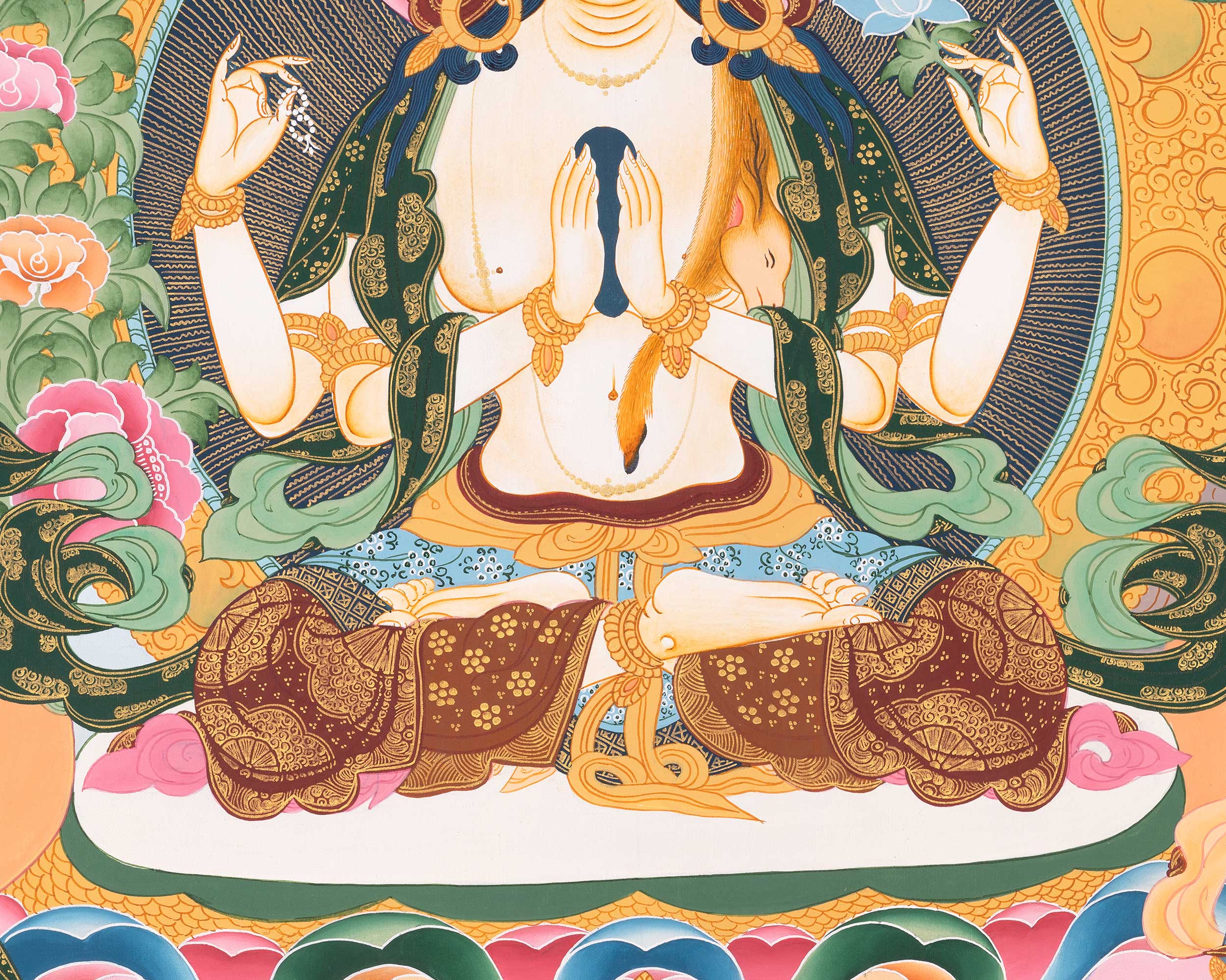 Avalokitesvara Chenresig Thangka | Religious Buddhist Art | Buddhist Gifts