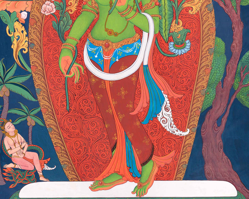 Traditional Green Tara Thangka Print | Prints on Canvas