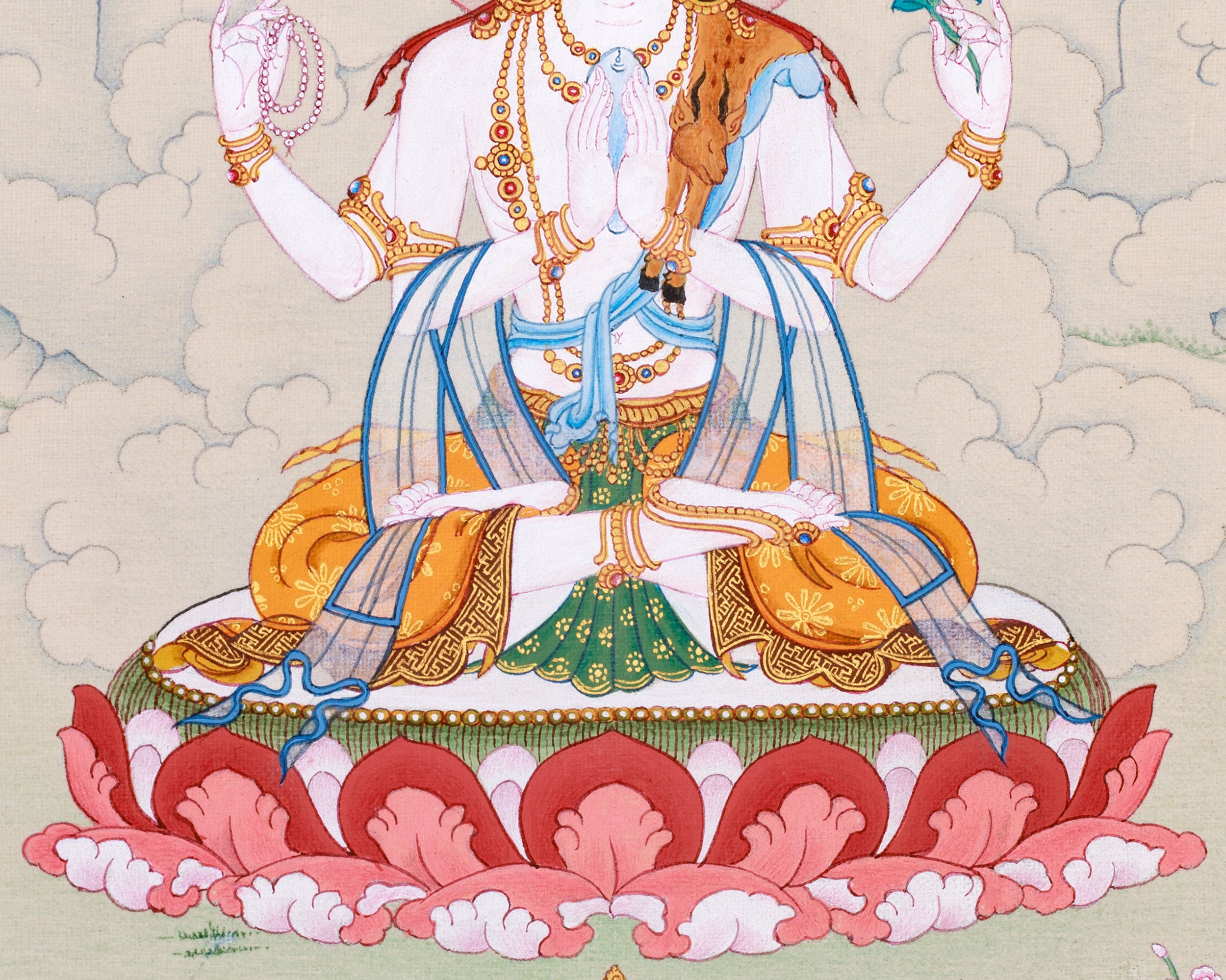 Small Chenresig Handpainted Thangka