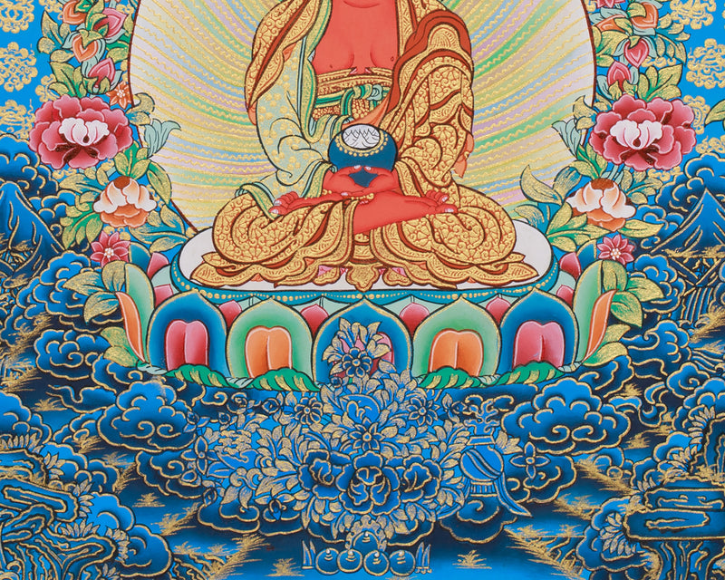 Historical Pure land Buddha Amitabha Thangka | Exclusive Painting of Compassion and Enlightenment | Gold-Enhanced Art