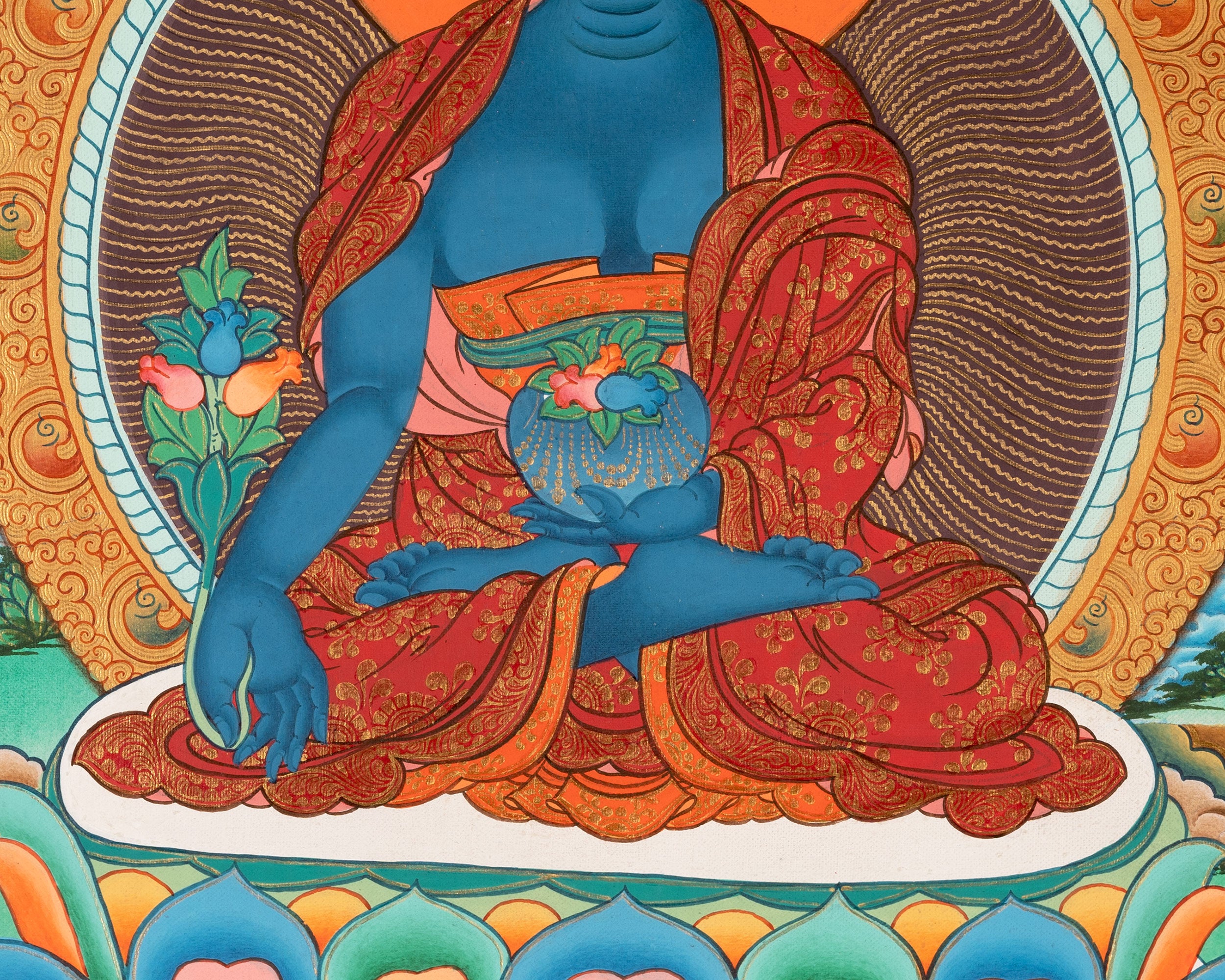 Medicine Buddha | Healing Buddha Thangka | Traditional Tibetan Paint