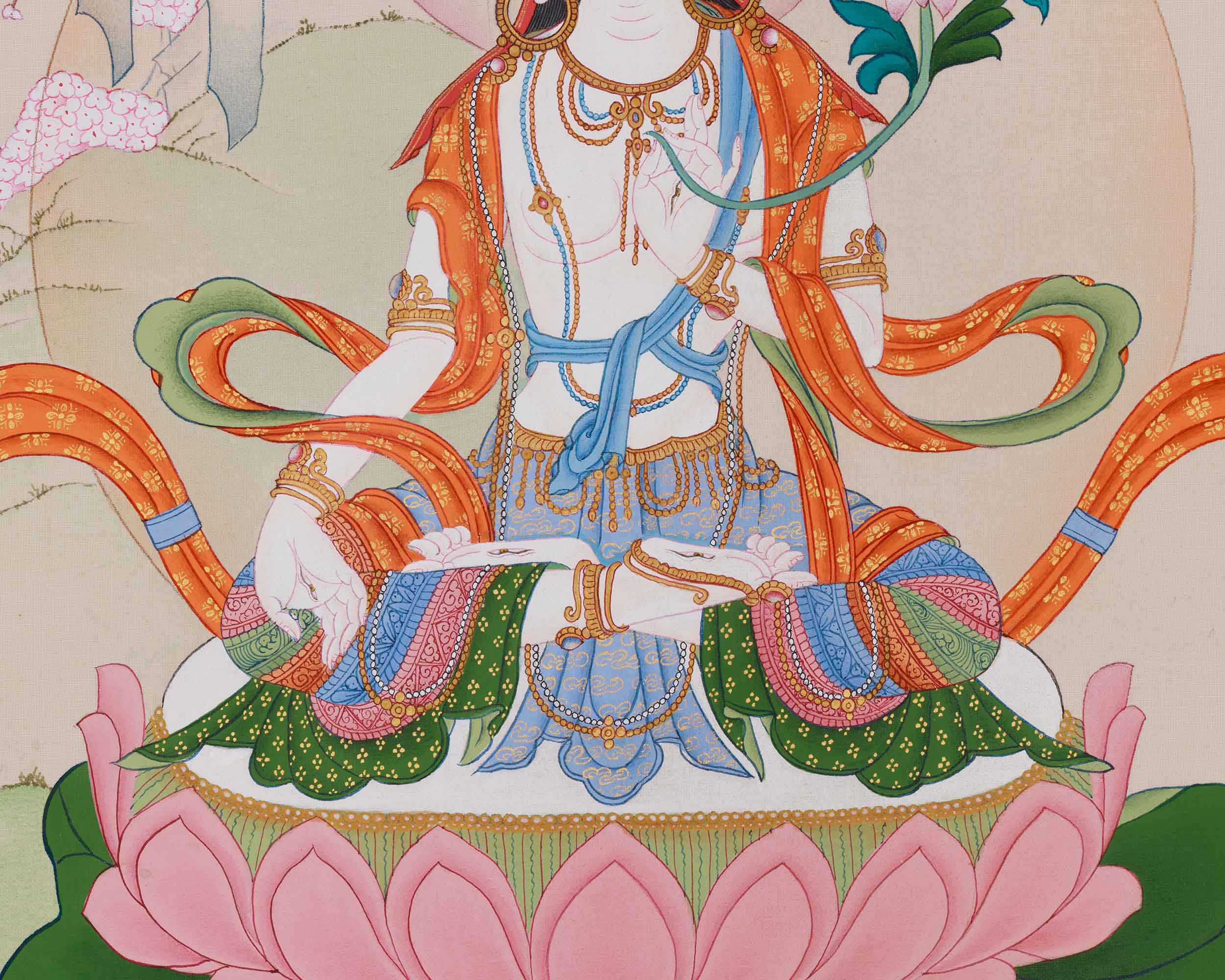 White Tara Longevity Thangka | Symbol of Healing