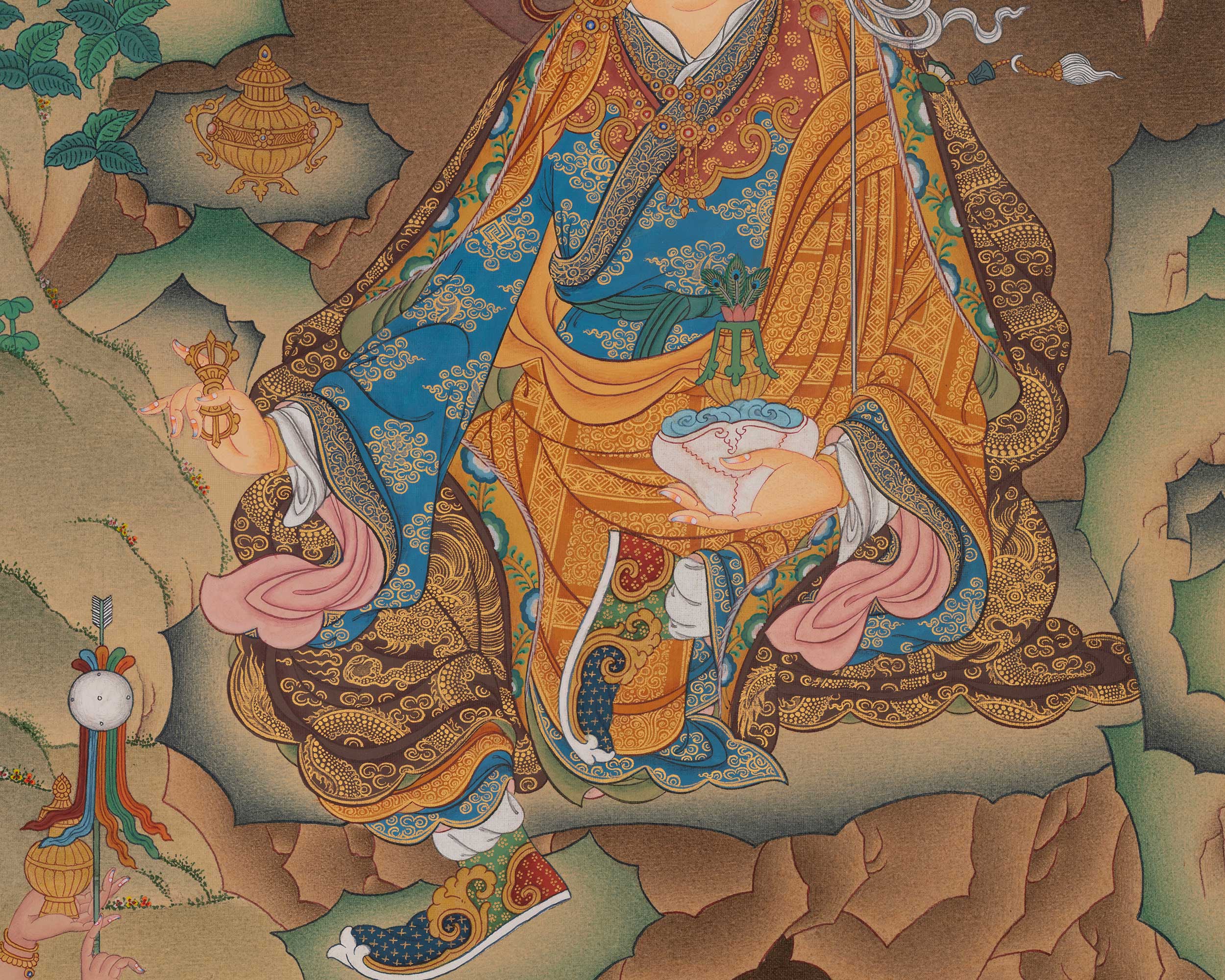 Spiritual Guru Rinpoche Thangka | Sacred Padmasambhava Buddhist Artwork