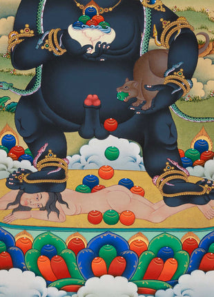 Traditional Black Dzambhala Canvas Print | High Quality Giclee Artwork | Wall Decoration