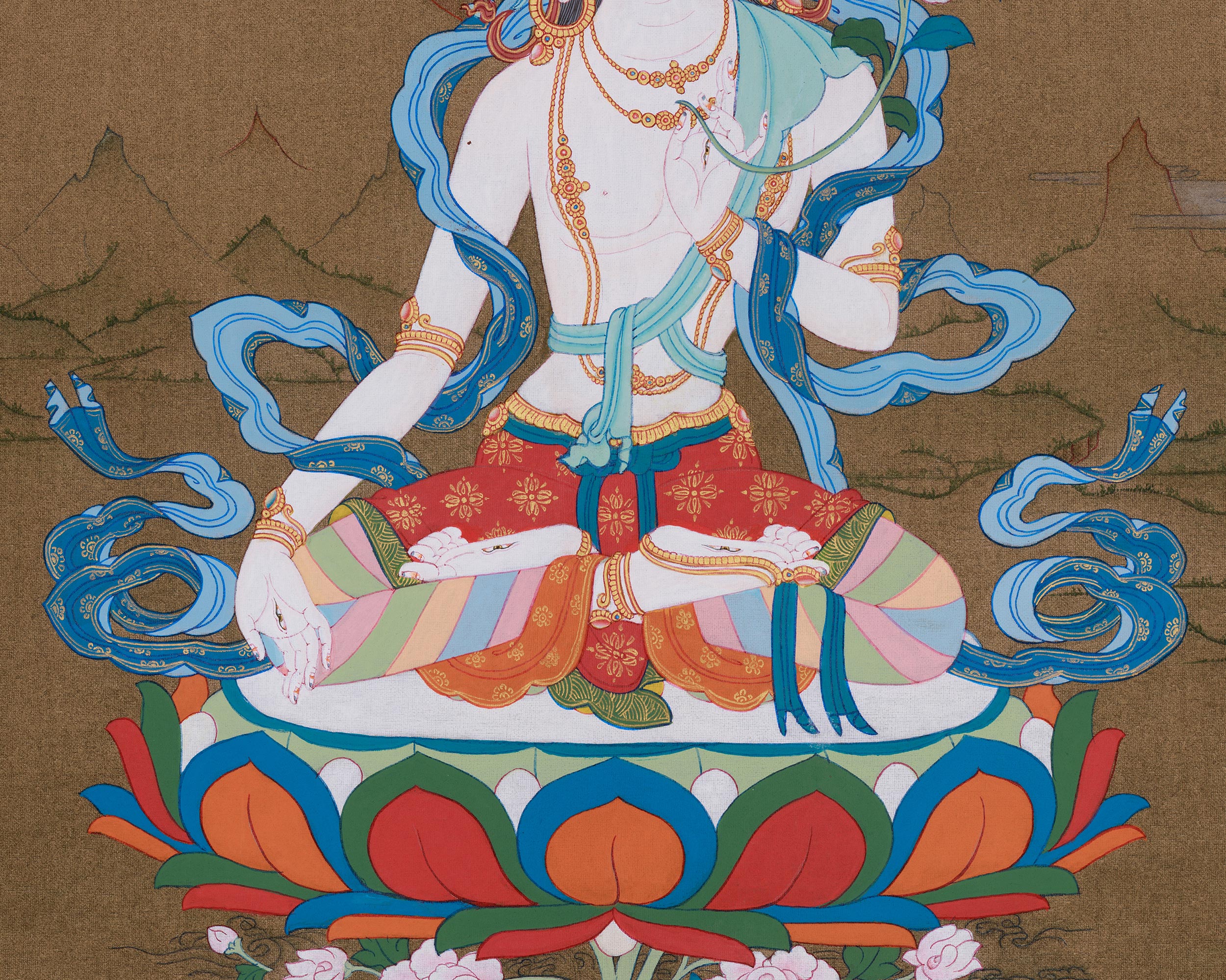 Female Deity Artwork | White Tara, the Goddess of Compassion and Longevity