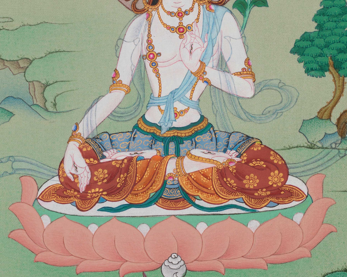 Sita Tara Healing Goddess Art | White Tara | Sacred Art of Compassion and Longevity