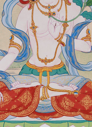 Goddess of Longevity White Tara Thangka | Buddhist Healing Arts