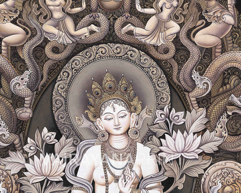 High Quality Giclee White Tara Thangka Print | Digital Art