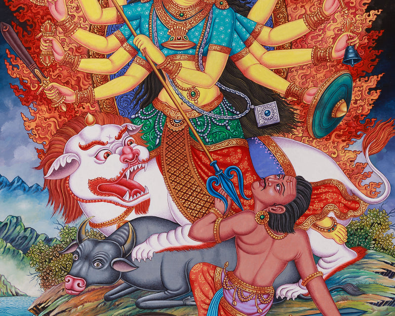 Hindu Goddess Bhagwati Digital Print | Epitome of Strength and Grace