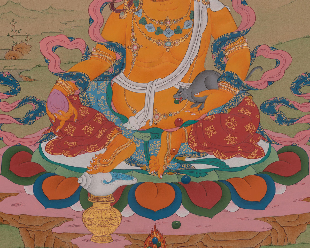 Yellow Dzambhala Sacred Artwork | Wealth Deity | The Prosperity God of Tibetan Buddhism