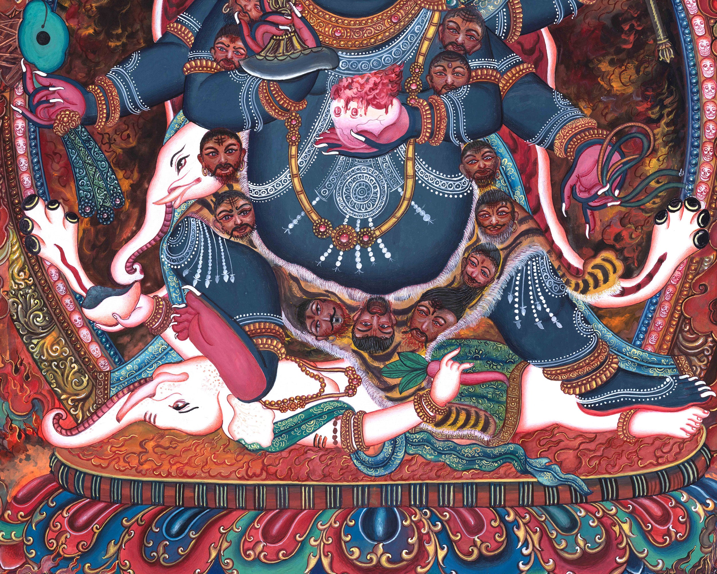 High-Quality 6 Armed Mahakala Thangka | Dharma Protector