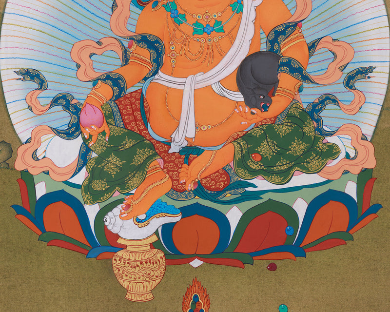 Dzambhala Kubera, The King of Wealth | Tibetan Buddhist Art for Good Fortune & Spiritual Protection