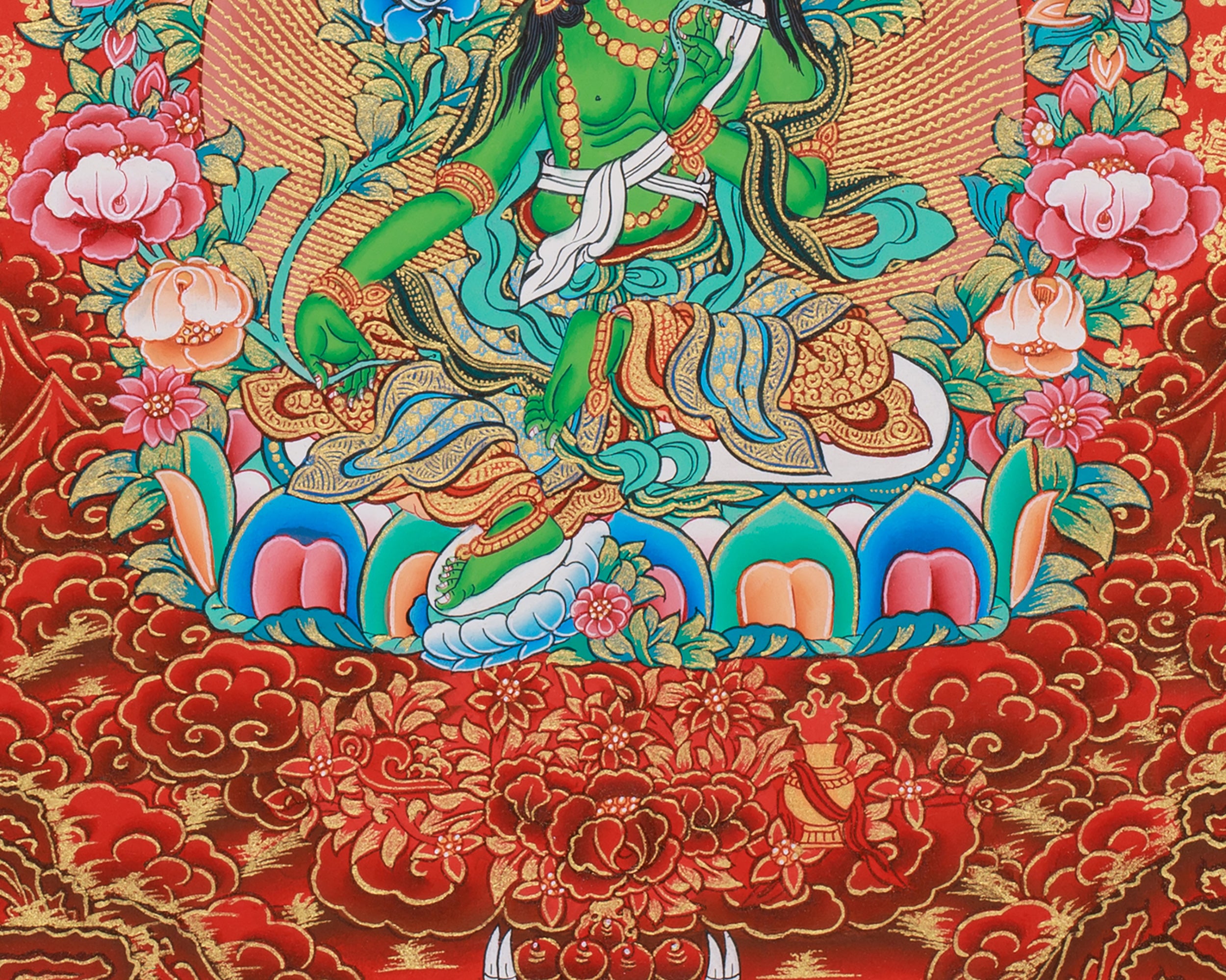 Rare Three Tara Deities Thangka | Tibetan Artwork of Compassion, Protection & Wisdom