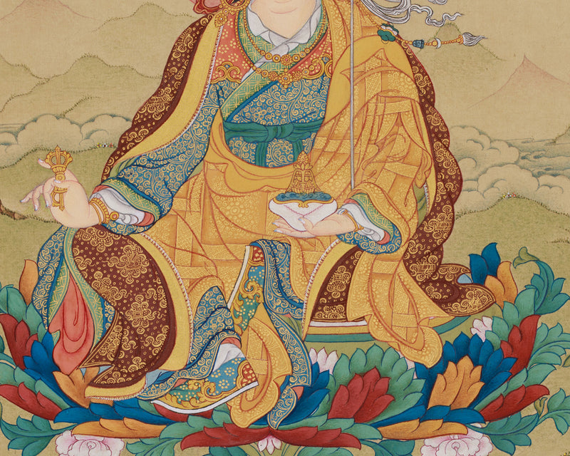 Guru Rinpoche With Amitabha Thangka | Spiritual Mastery and Wisdom