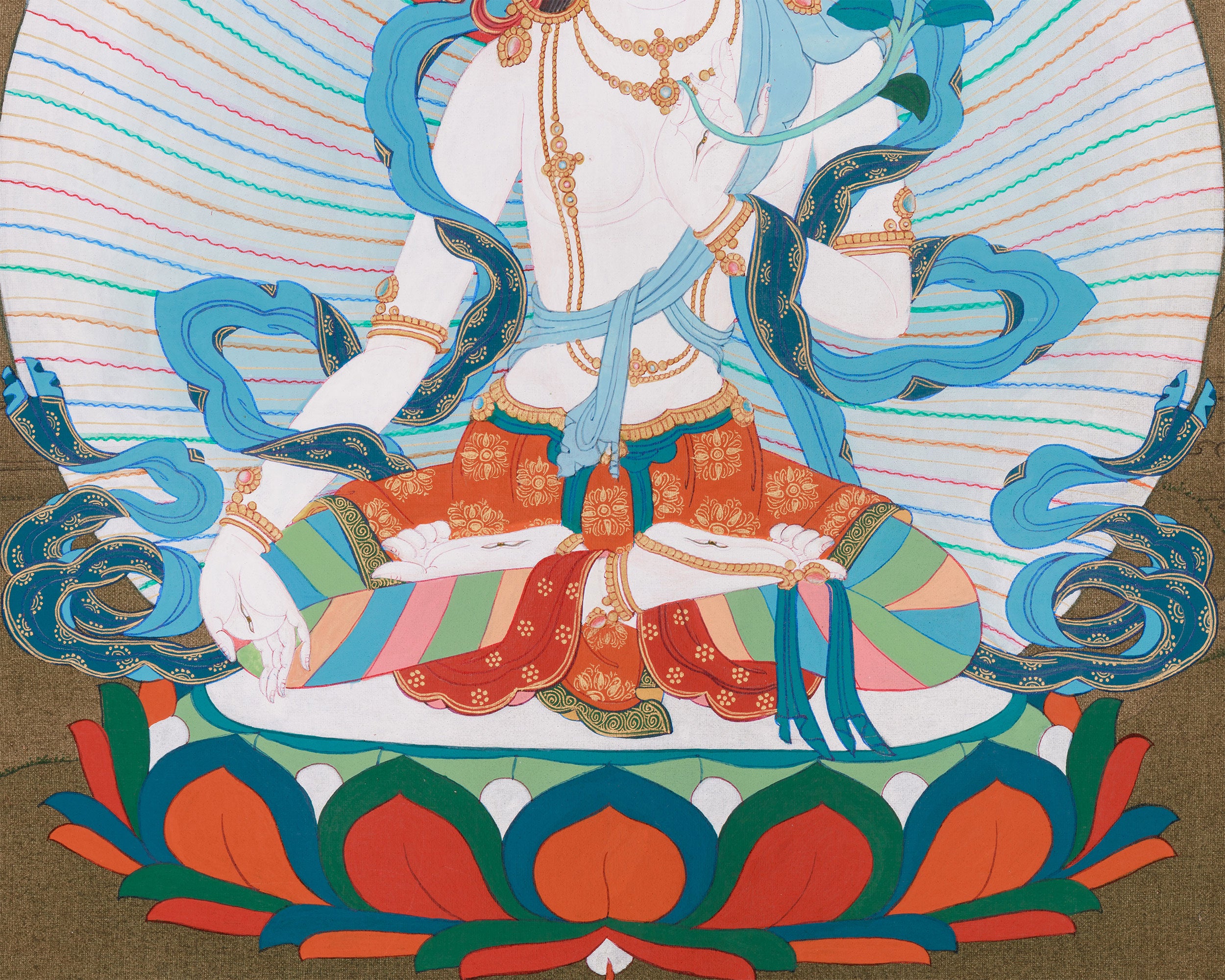 Long Life Deity White Tara Thangka | Tibetan Goddess of Healing