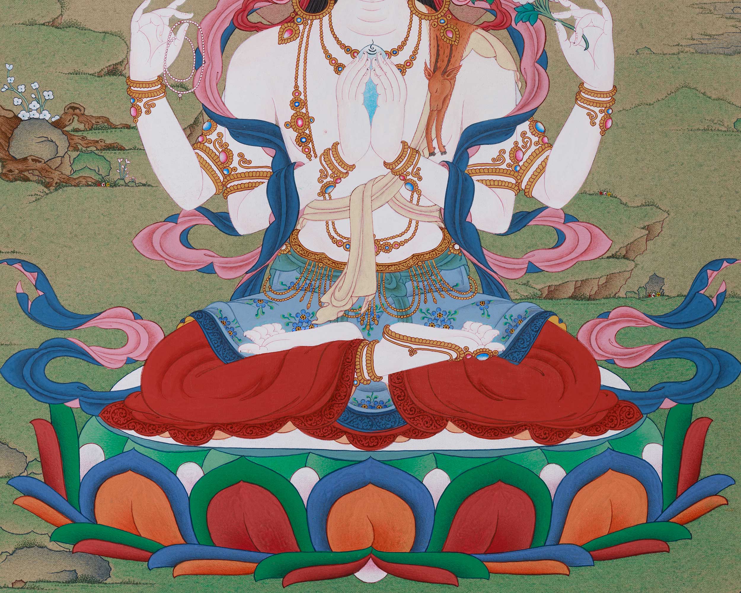 Compassion Deity, Chenrezig Thangka | The Bodhisattva of Mercy in Sacred Art