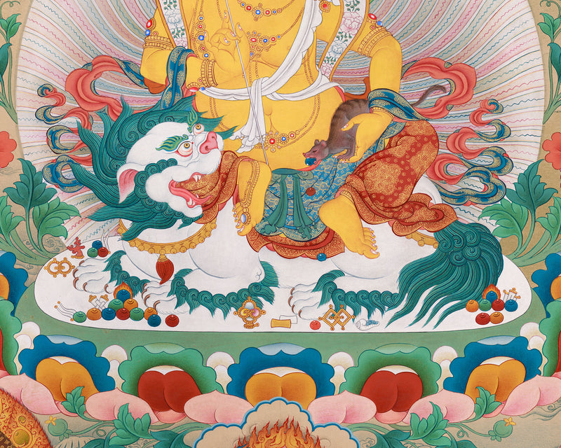 Tibetan Five Dzambhalas Thangka | Wealth Deities for Abundance & Success