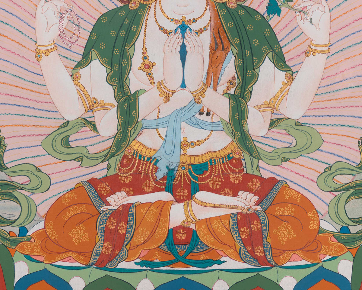 Chenrezig Sacred Himalayan Thangka | Bodhisattva Of Boundless Compassion