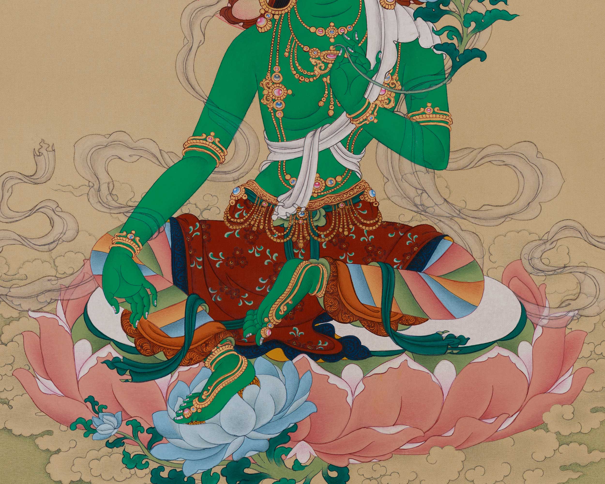Savior Goddess Green Tara Thangka | The Divine Protector of Compassion and Healing