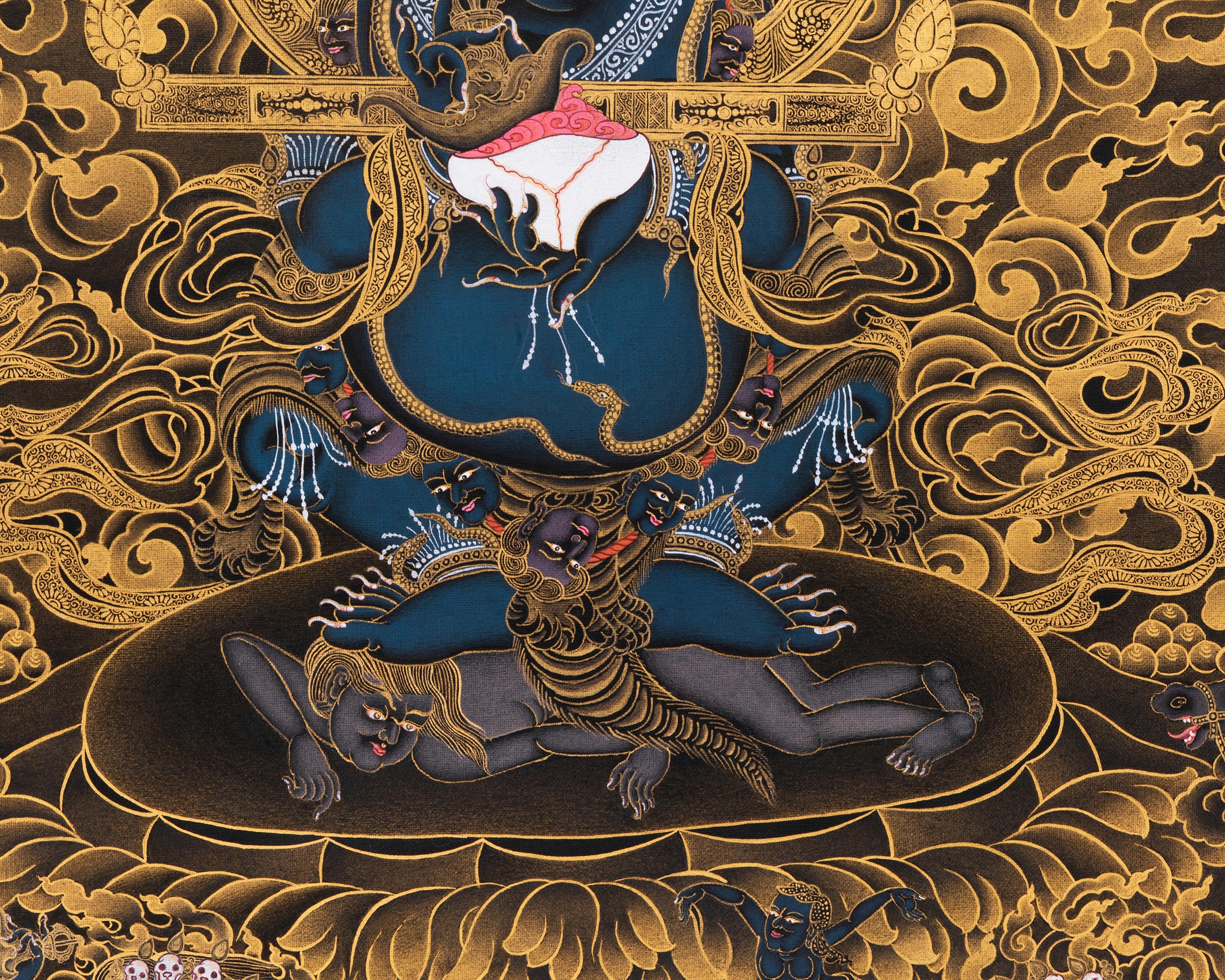 Sakya Mahakala Thangka, High Quality Giclee Canvas Print, Digital Print, Mahakala Thangka