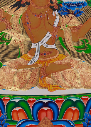 Maha Manjushri Thangka | The Supreme Bodhisattva of Wisdom and Enlightenment