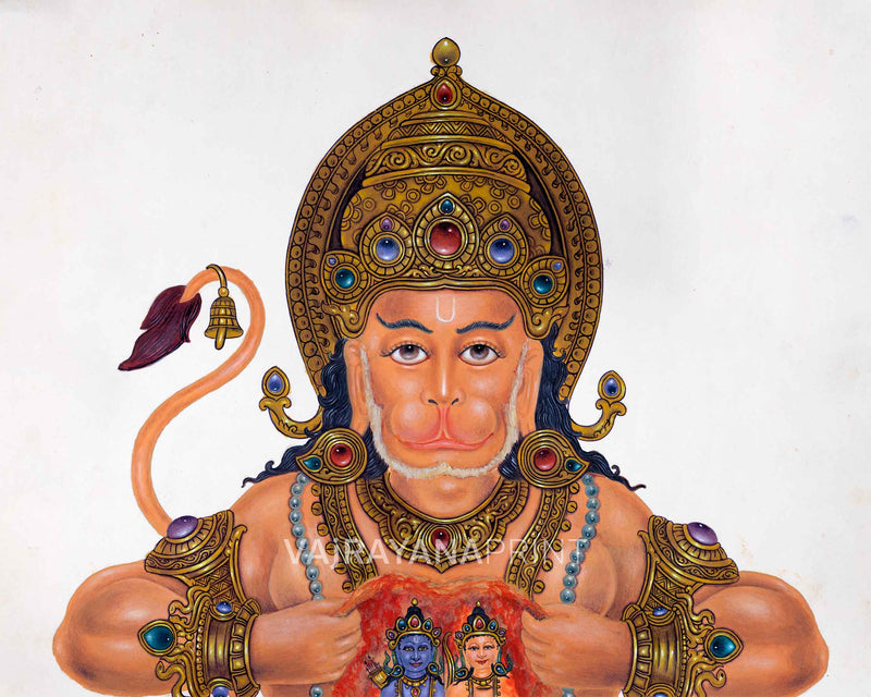 Hanuman Ji Depicted In Newari Paubha Print | The Monkey Commander Of The Monkey Army