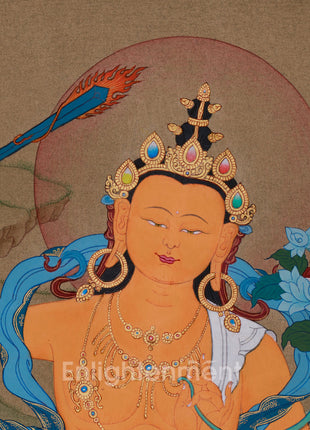 Wisdom Buddha, Manjushri Thangka | Hand-Painted Bodhosattva Painting