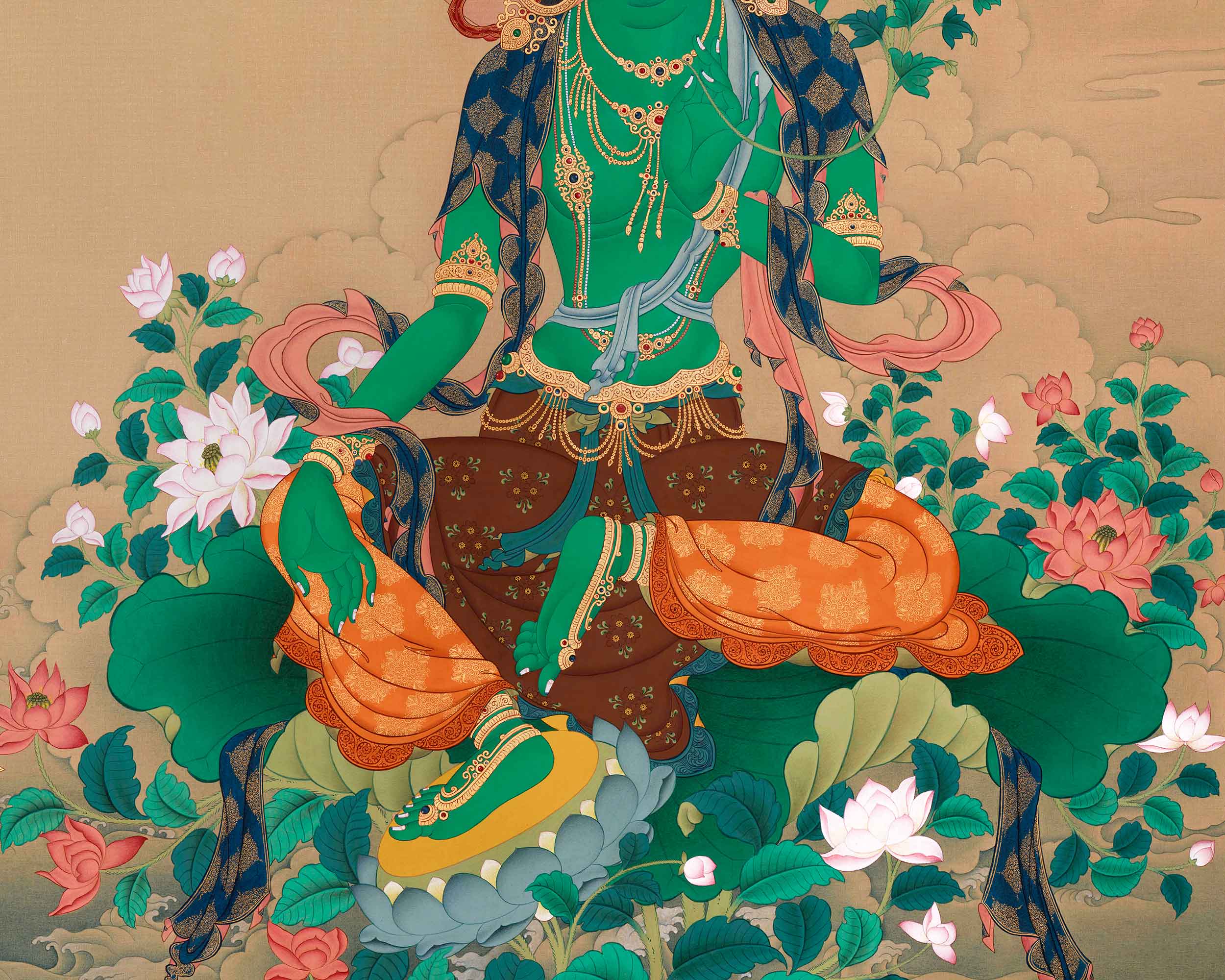 Stunning Buddhist Goddess of Compassion, Green Tara | Healing and Protection