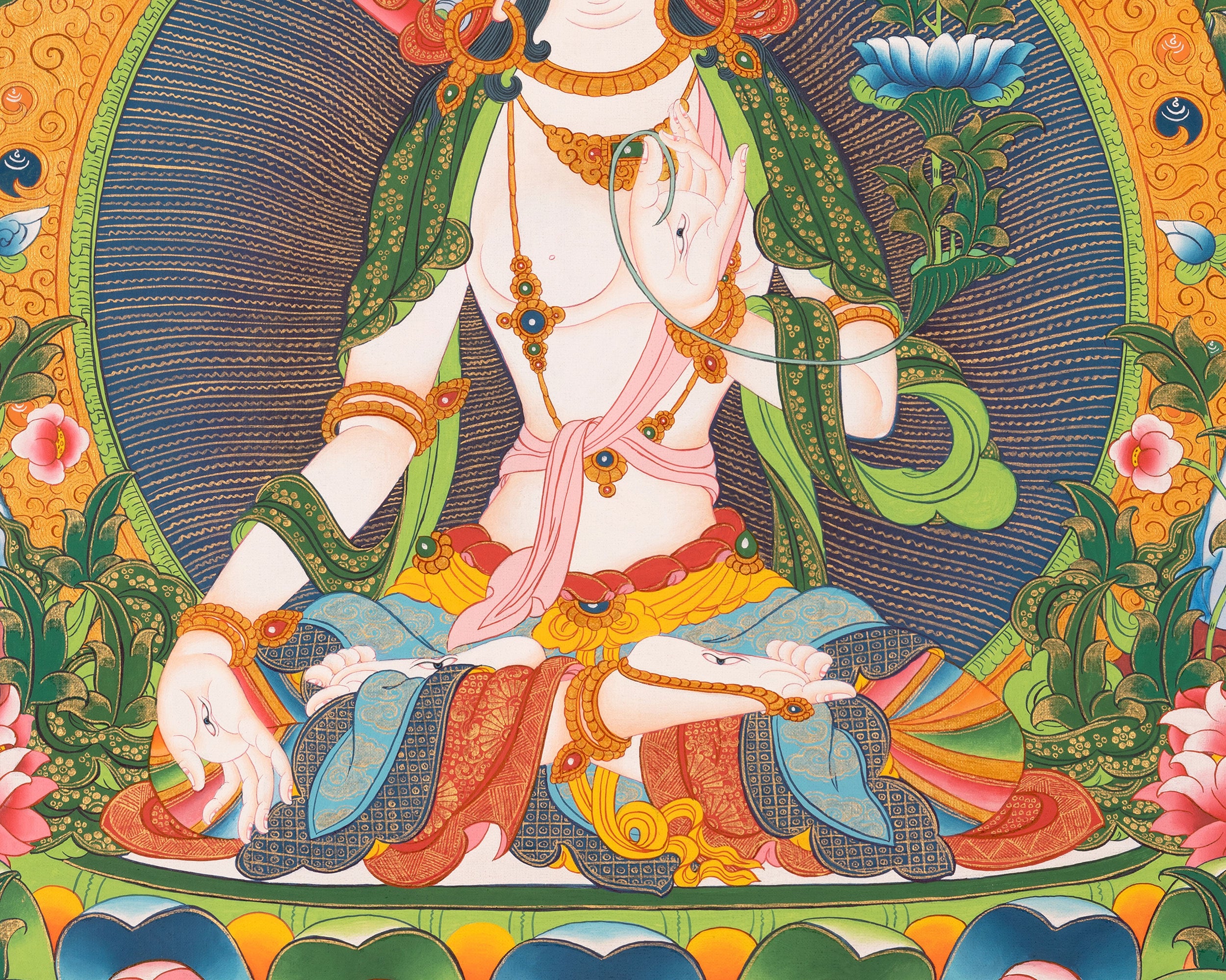 Thangka of Longevity Deity White Tara | Tibetan Goddess of Healing