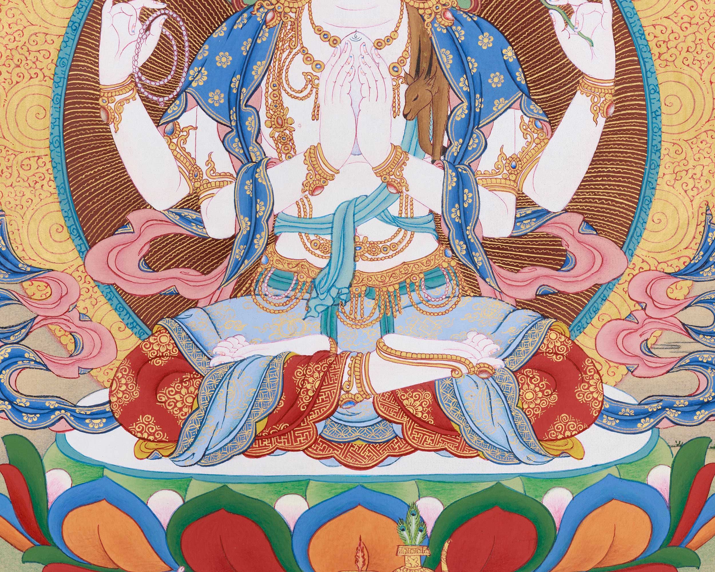 Bodhisattvas Chenrezig, Manjushri, and Vajrapani | Thangka of Divine Trio