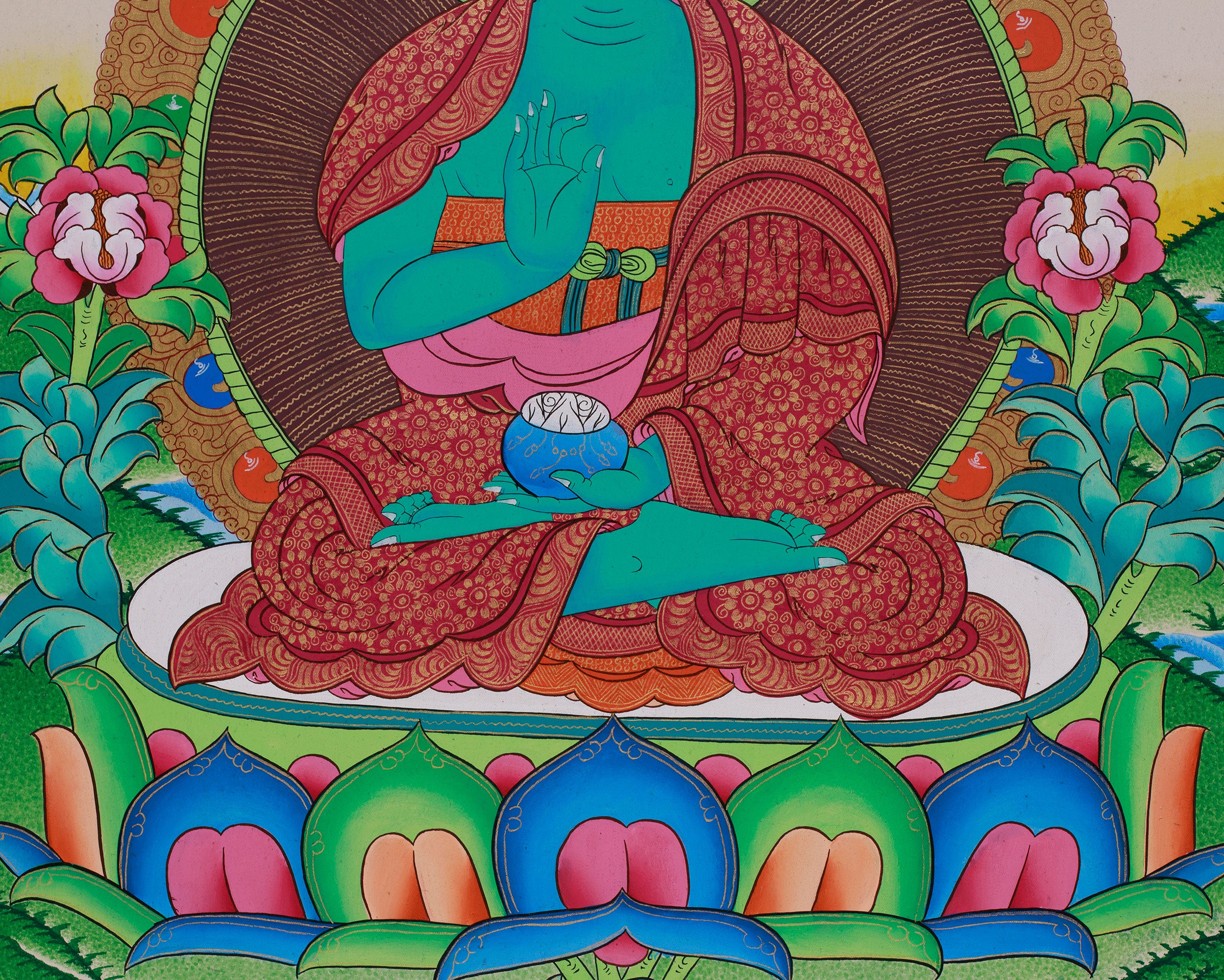 Original Hand-Painted Amogsiddhi Thangka | Tibetan Buddhist Thangka |
