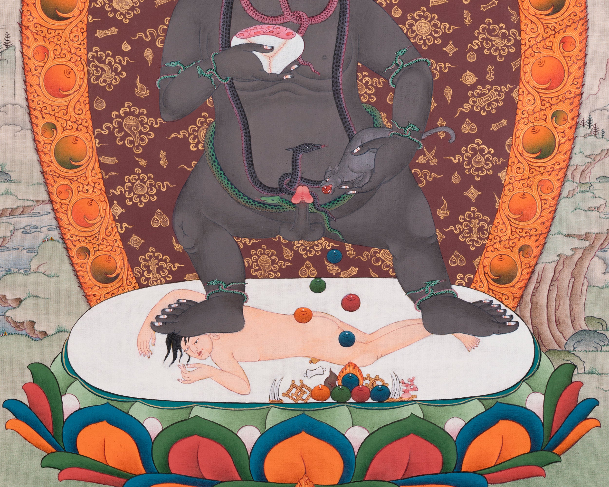 Standing Black Dzambhala Print | Buddhist Wealth Deity for Abundance