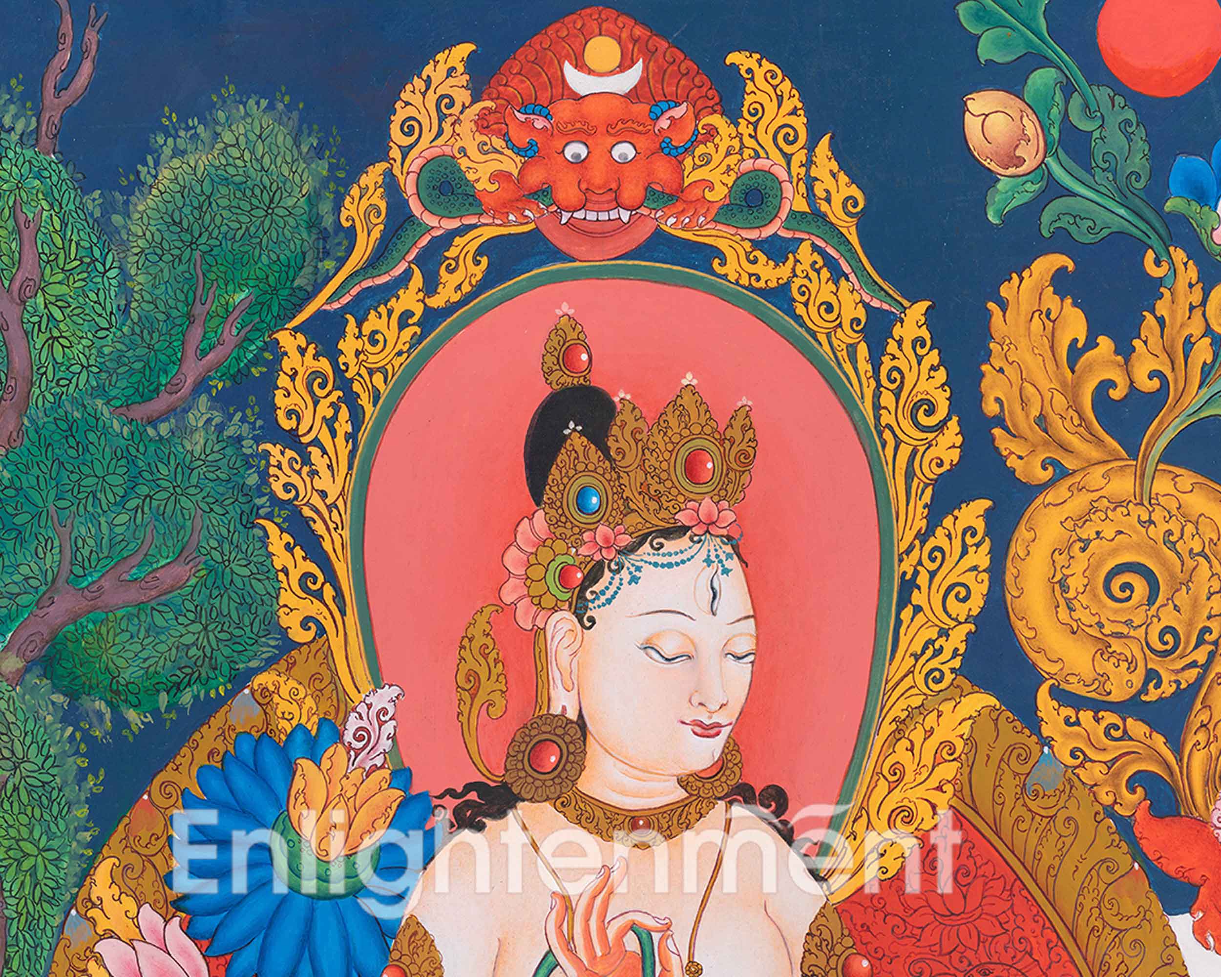Handpainted Goddess White Tara Thangka | Tara of Seven Eyes | Meditation Art