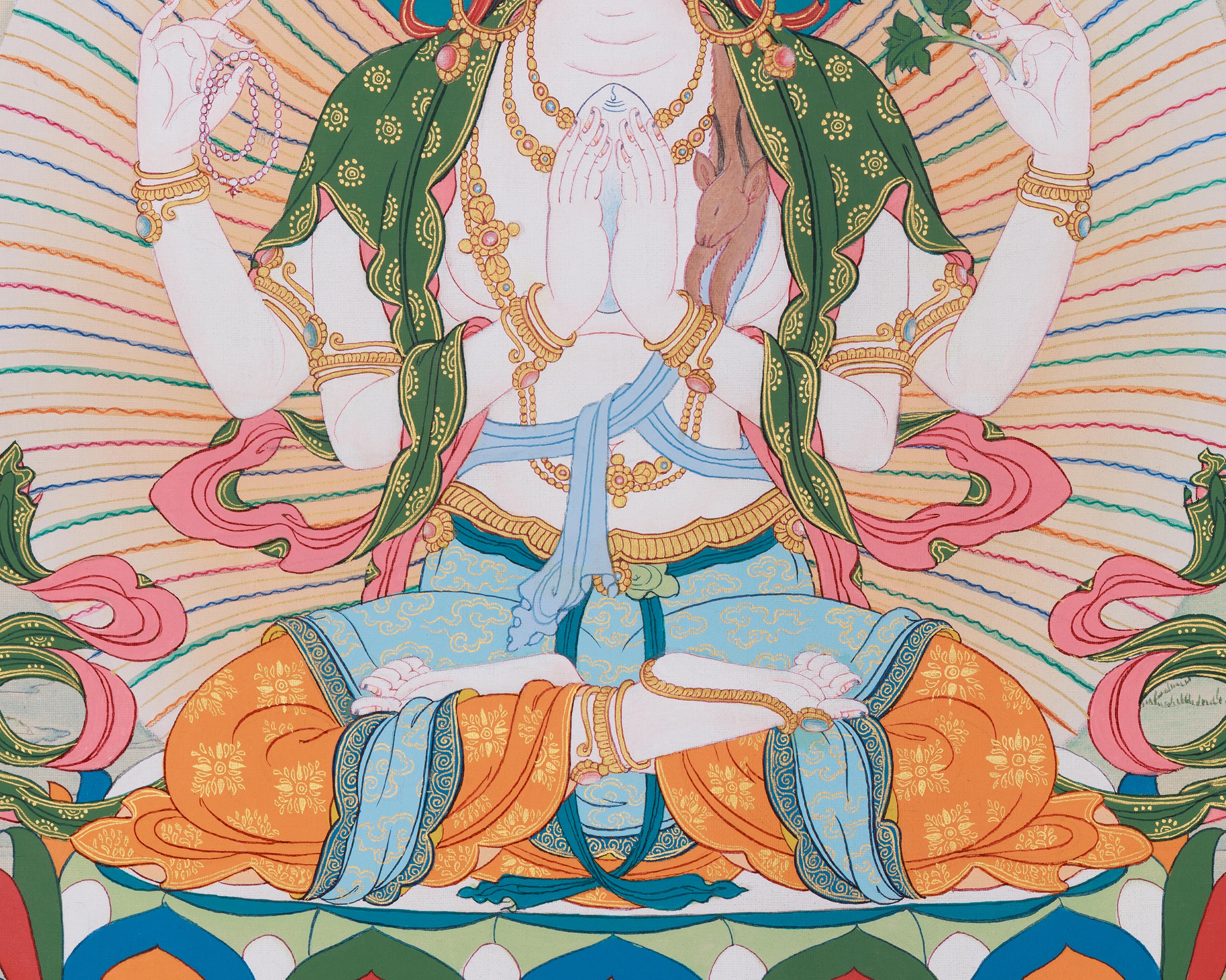 Hand-painted Thangka of Chenrezig | Bodhisattva of Infinite Compassion
