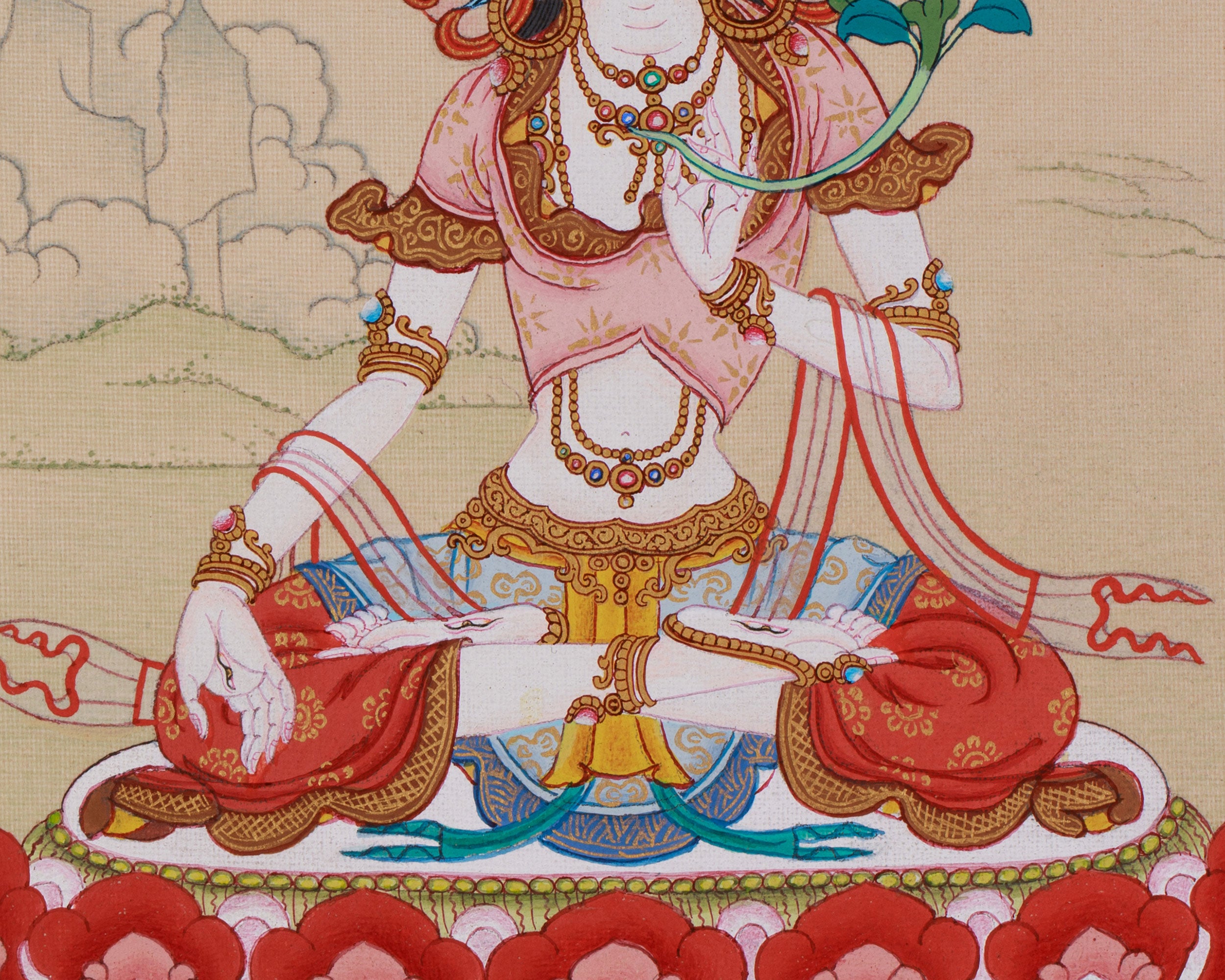 Hand Painted White Tara Art | Healing and Longevity Deity | Sita Tara