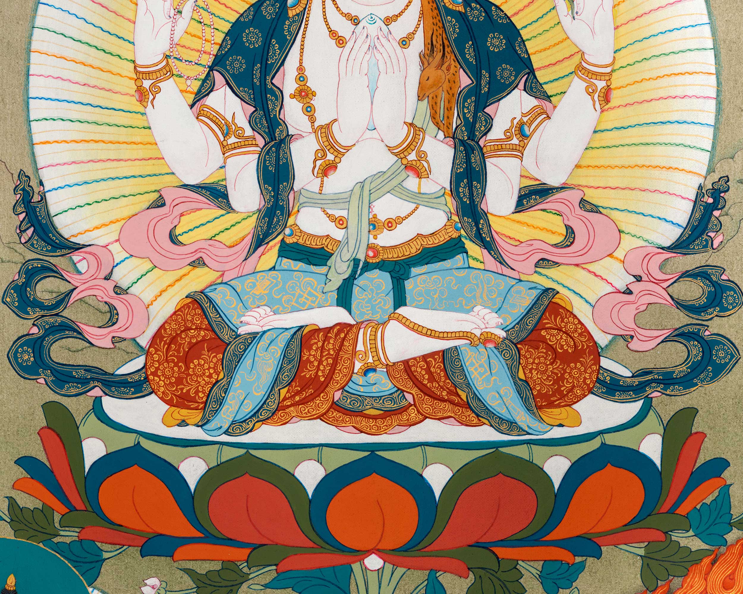 Chenrezig, Manjushri and Vajrapani, Trio Bodhisattva Thangka