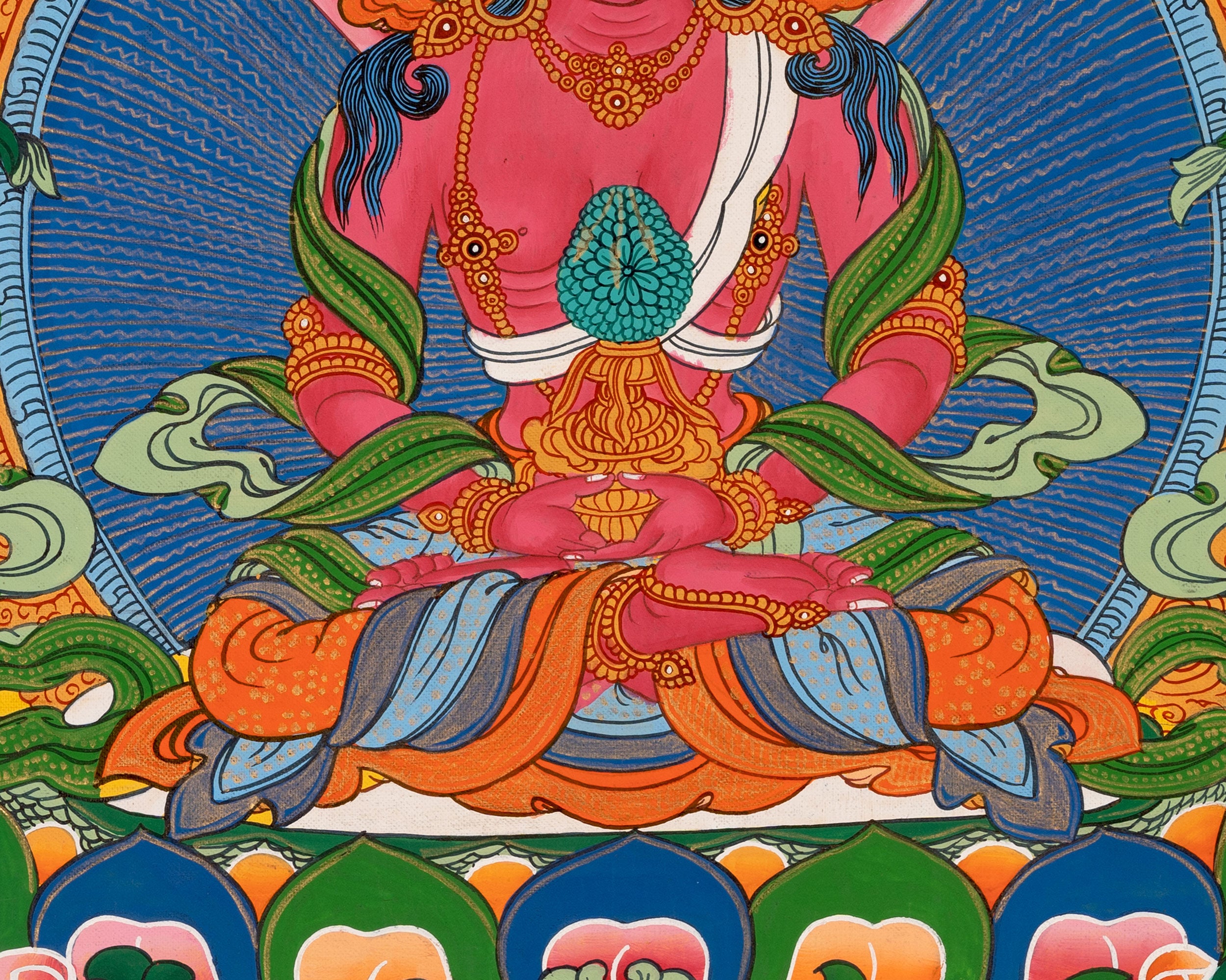 Amitayus Buddha Thangka | Traditional Buddhist Painting | Wall Decors