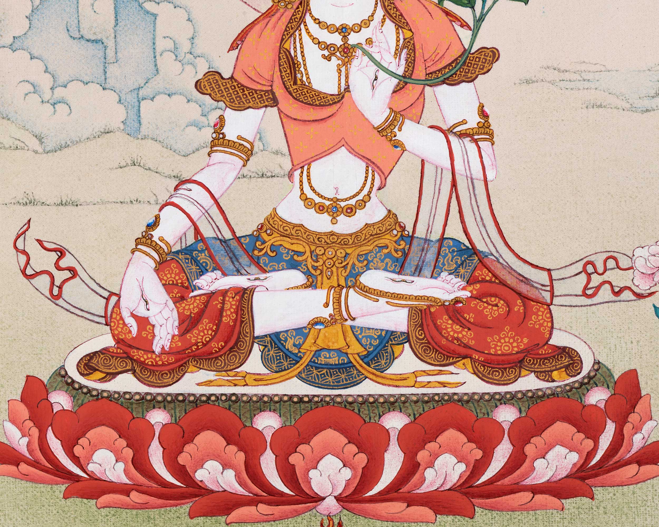 Small White Tara Thangka for Practice