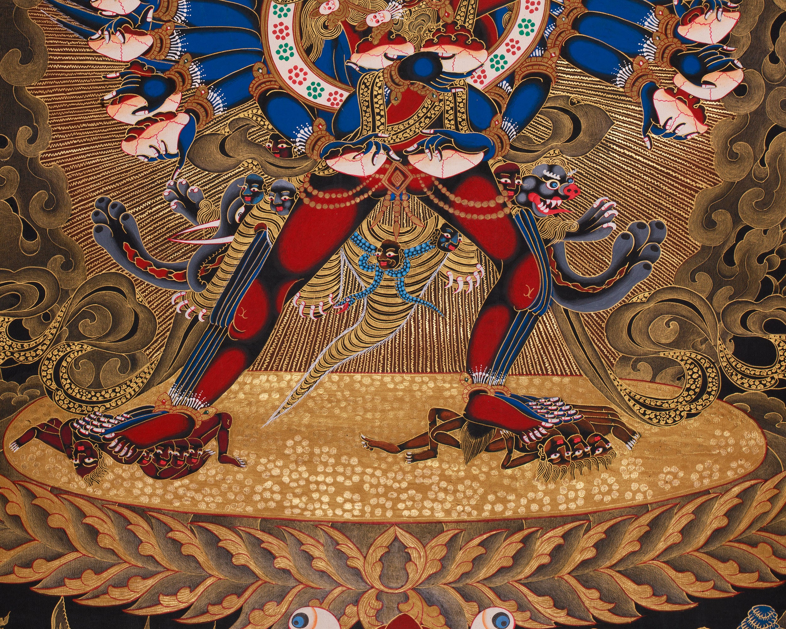 Chemchok Heruka with Consort |  Wrathful Tibetan Deity Thangka of Wisdom and Transformation