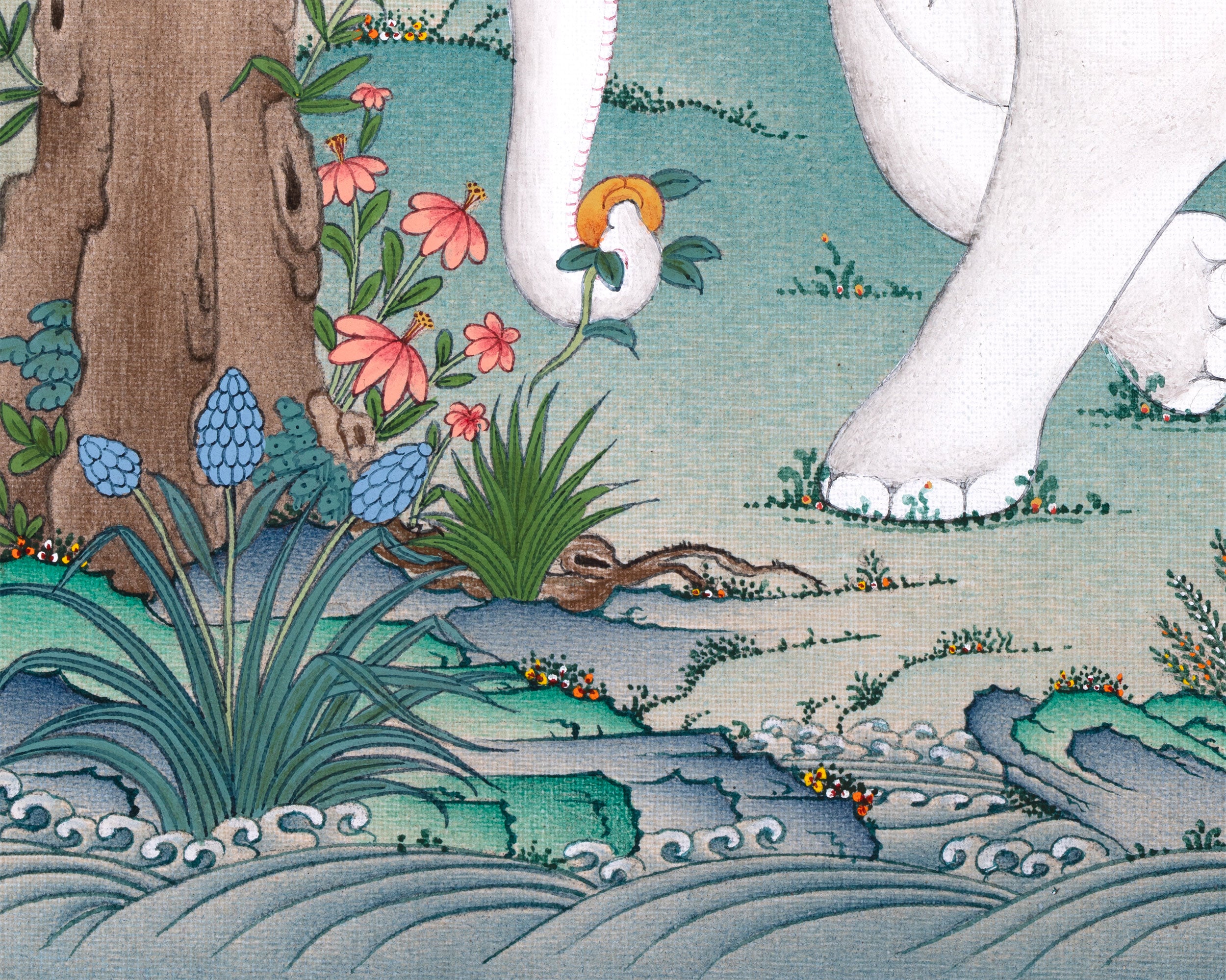 Thangka Print of the 4 Harmonious Friends | A Symbol of Friendship and Unity