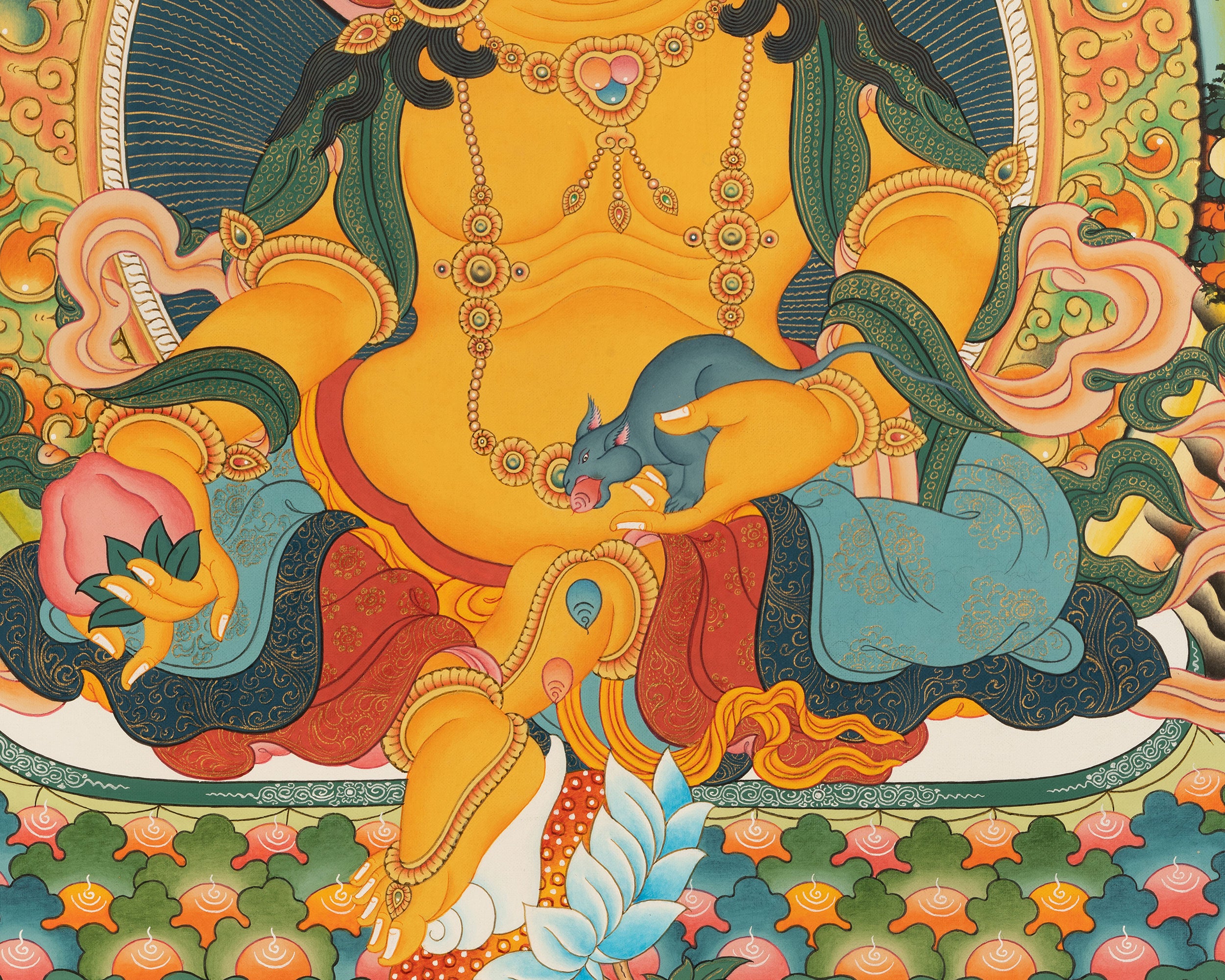 Yellow Dzambhala Artwork | Sacred Symbol of Wealth & Blessings
