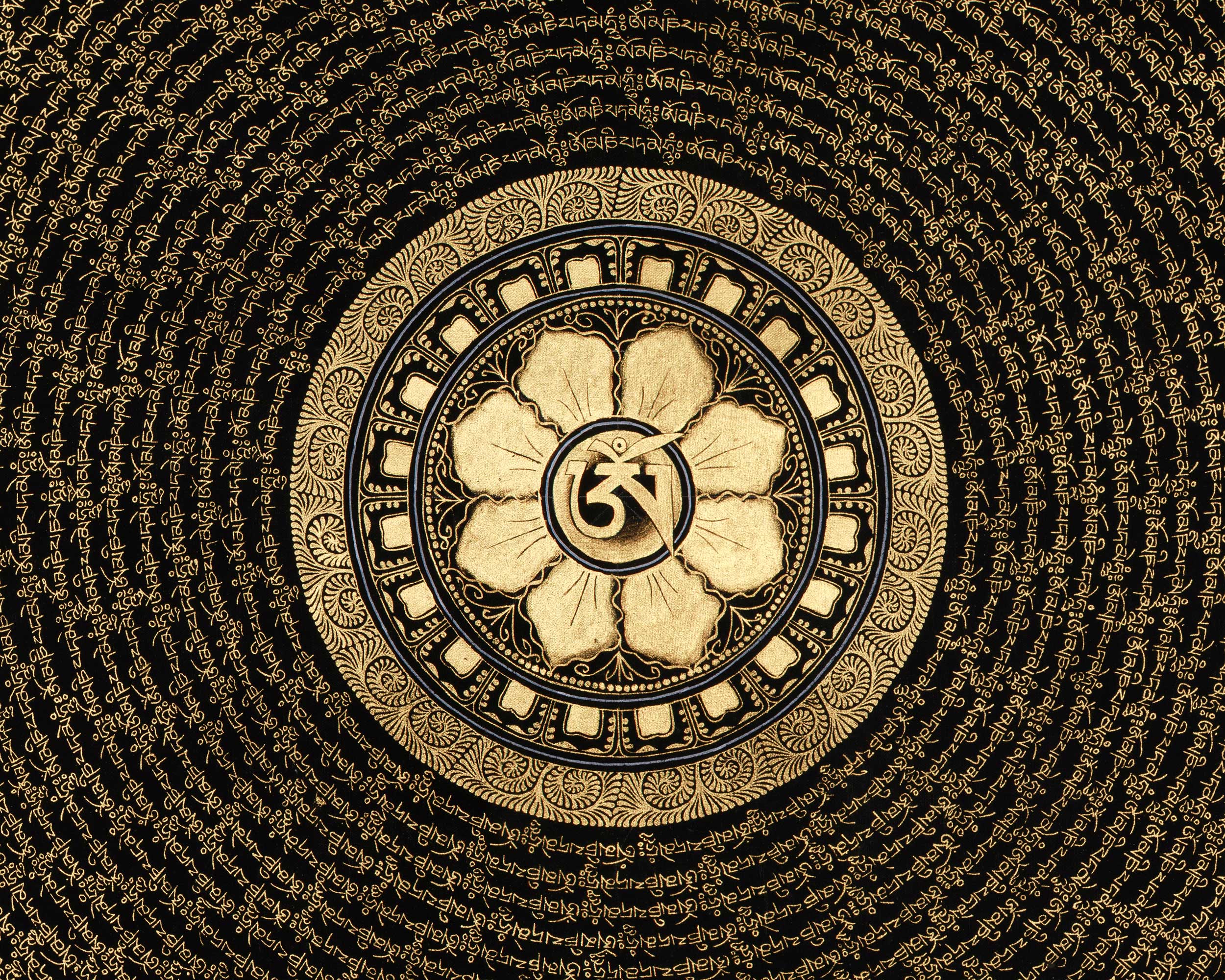 Traditional Tibetan Mantra Mandala Thangka | Meditation Room Decor