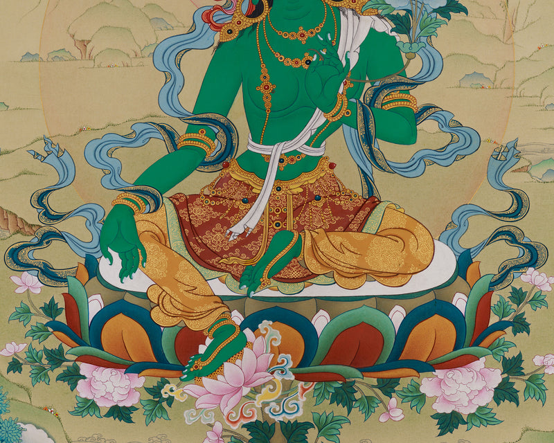 Green Tara Thangka | The Compassionate Protector and Savior