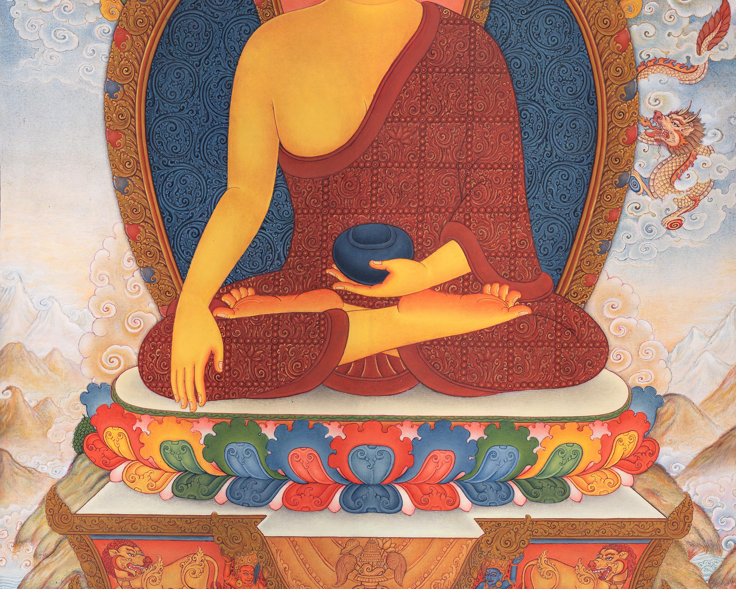 Buddhas of the Three Times Thangka - Past, Present, and Future Enlightenment