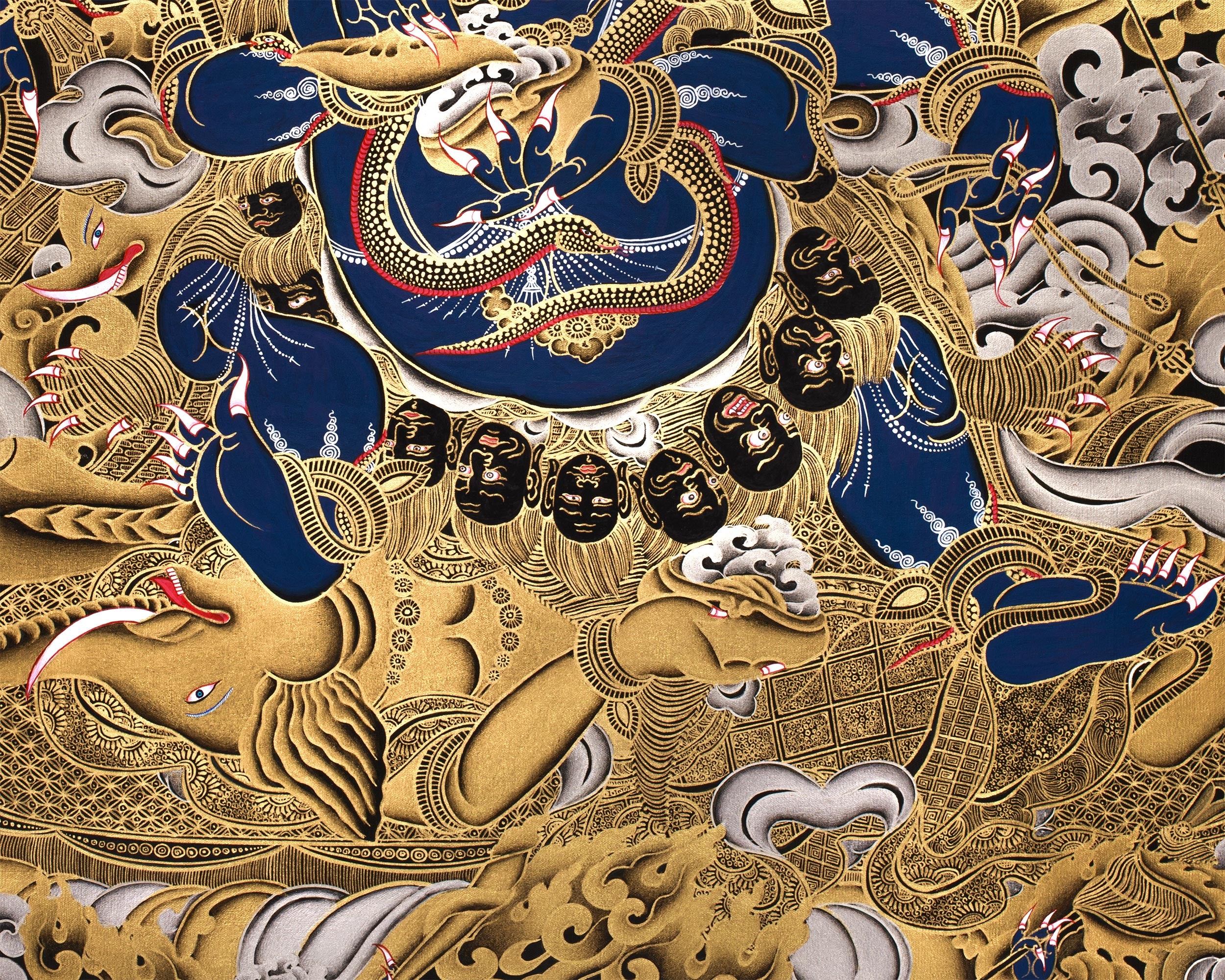 Fierce Guardian Mahakala | Pure Silver & Gold Embellishments | The Ultimate Protector of the Dharma