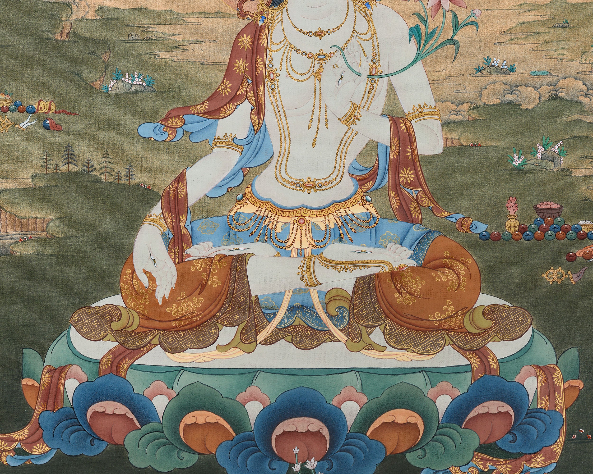 Goddess White Tara Canvas Print | Female Long Life Bodhisattva